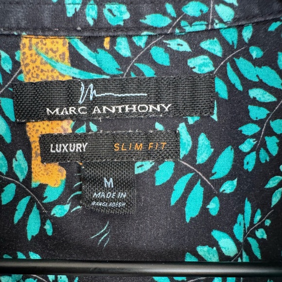 Mar Anthony Luxury Slim Fit Button Up Short Sleeve Shirt M Jaguar Jungle Print - Picture 2 of 4